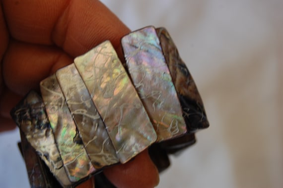 Bracelet Lune & Étoile En Nacre Abalone De Nouvelle-Zélande – Nacré Multicolore – Neuf Avec étiquettes – Style Fantaisie