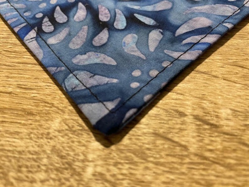 Perrywinkle Blue Purple Batik 16 neck Dog Bandana With Snaps Small Elly On The Run