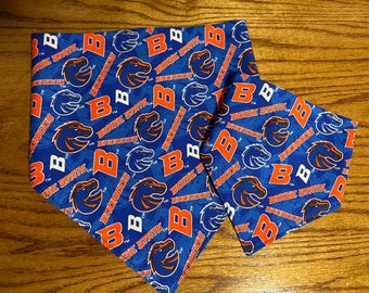 Boise State Broncos Dog Bandana With Snaps, Blue, Orange, Elysse’s Pieces, Various Sizes