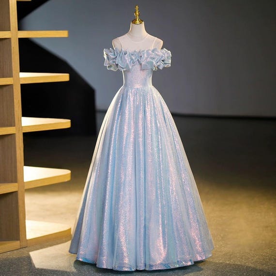 Dreamy Blue Princess Prom Dress,Fairy Ball Dress,Evening Dress,Birthday Graduation Bridesmaid Dress,Cocktail Dress,Elegant Party Dress,Dress