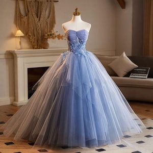 Sweetheart Blue Tube Prom Dress,Evening Gowns,Birthday Graduation Bridesmaid Dress,Cocktail Dress,Elegant Party Dress,Party Dress,Prom Dress