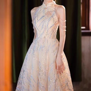 Luxury Champagne Long Prom Dress,Fairy Ball Dress,Evening Prom Dress,Birthday Graduation Bridesmaid Dress,Cocktail Dress,Elegant Party Dress