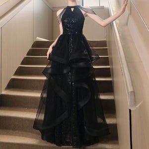 Black Prom Dress,Fairy Ball Dress,Birthday Graduation Bridesmaid Dress,Cocktail Dress,Elegant Party Dress,Party Dress,Evening Prom Dress