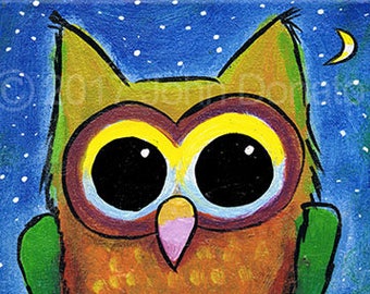 Sir Hootsalot, Owl Art Print Matted by John Donato