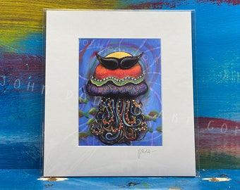 Margo the Jellyfish Art Print, 8' x 10" reproduction ( of original by John Donato ), matted and ready to frame