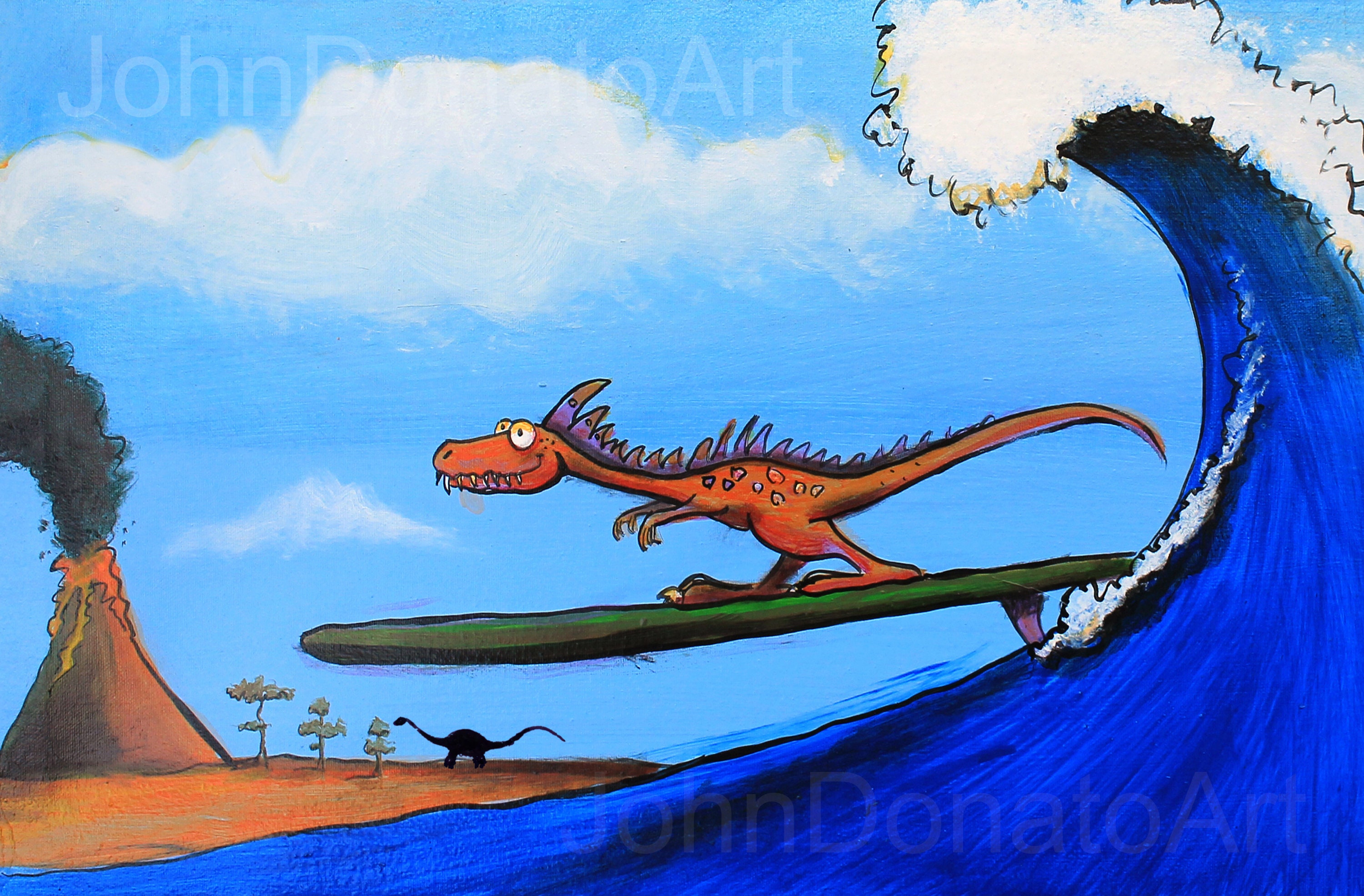 Lava Surfend Dinosaurier, Durch Künstler John Donato