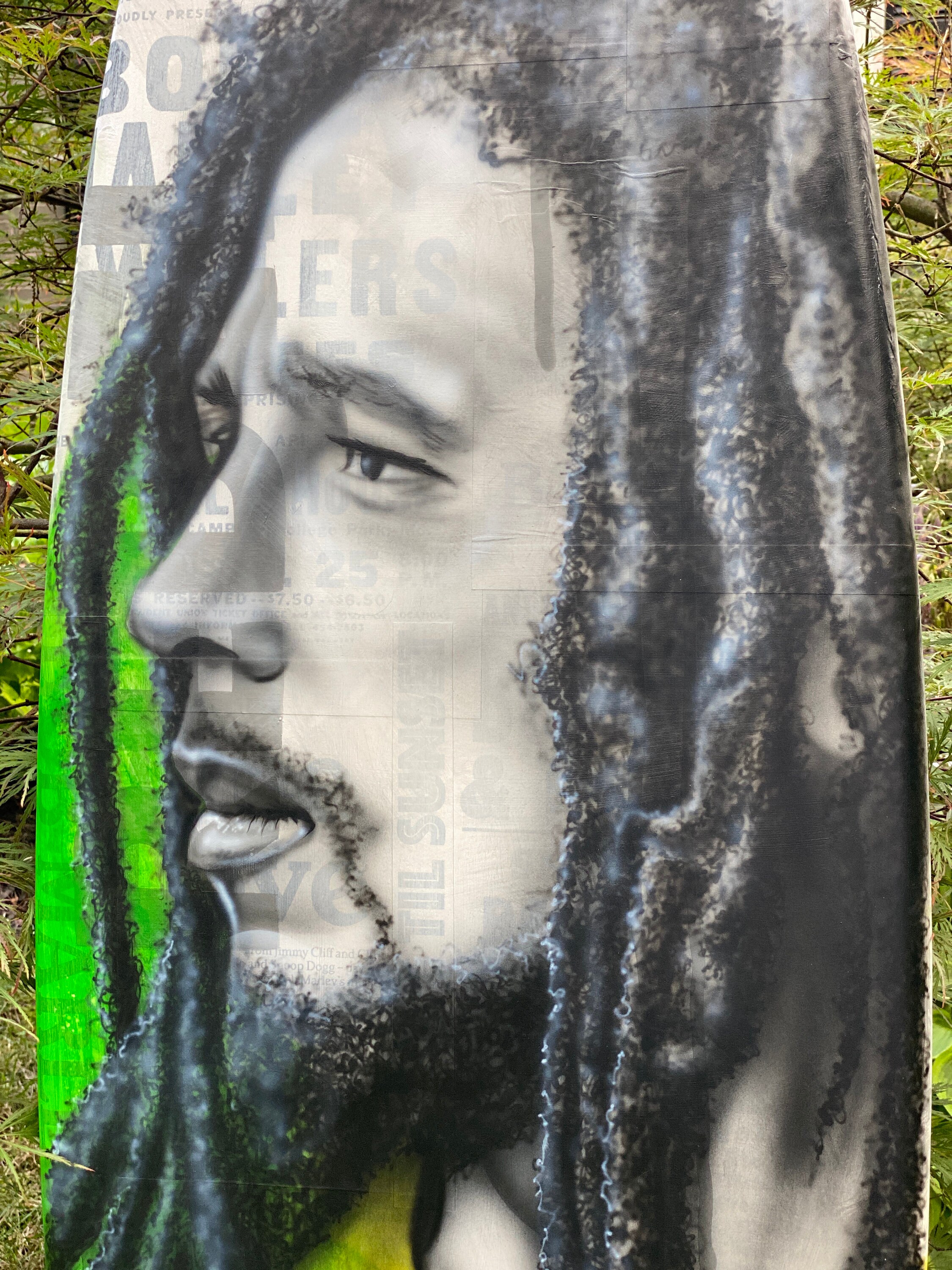 Custom Bob Marley Surfboard, Reggae, Rasta, Surfing, Surf