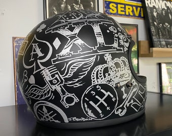 custom vintage motorcycle helmet Vintage Style Open Face Motorcycle Helmet with metal flake | Multicolor |  Metallic | Unisex Adults