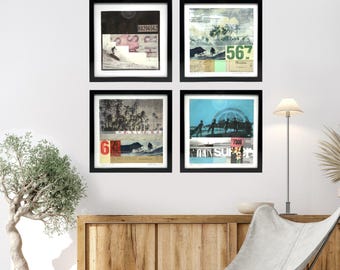 Impression encadrée 12 x 12 « Surf Collage No. 6562 », impression giclée, art du surf (l'annonce est pour un)