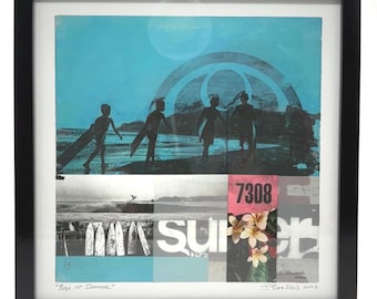 Impression encadrée 12 x 12 - Impression giclée « Boys of Summer », art du surf (l'annonce est pour un)