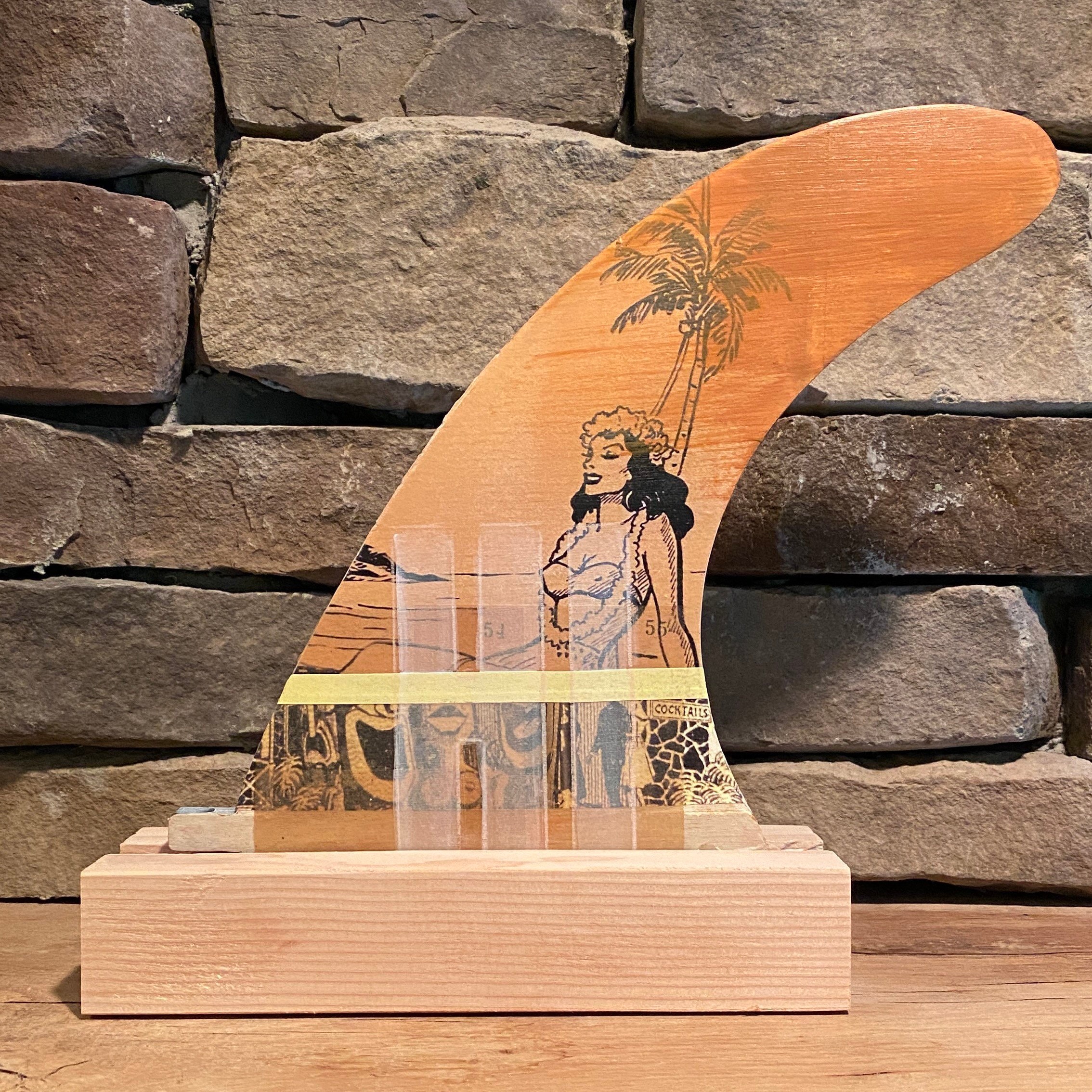 Sunset Hula - Hawaii, Tiki, Maui, Surfing, Surfer, Surf Art, Waikiki, Beach Decor, Costal Decor Surfboard Fin Collage Hi | 8Inch