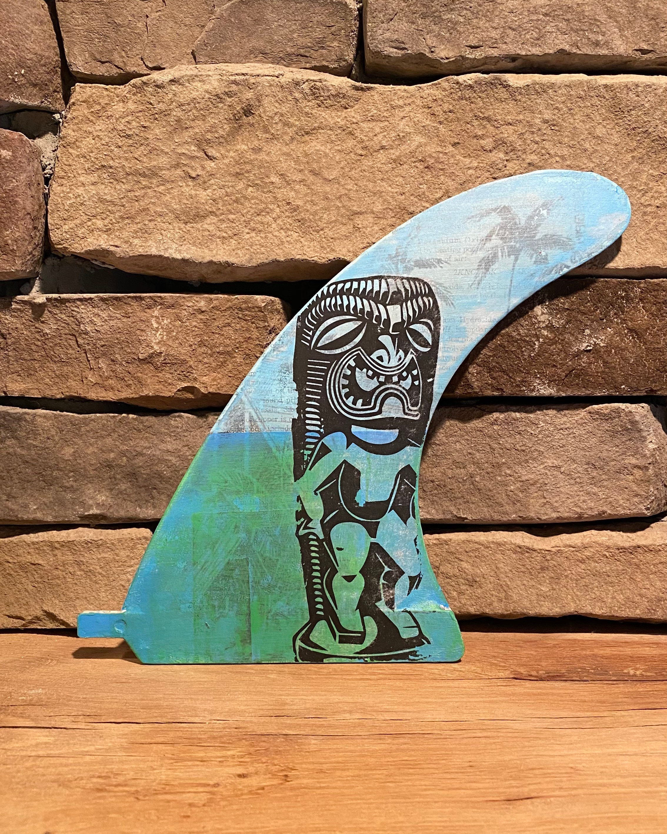 Tiki - Blue Surf Art Surfboard Fin Collage (8inch) - Etsy