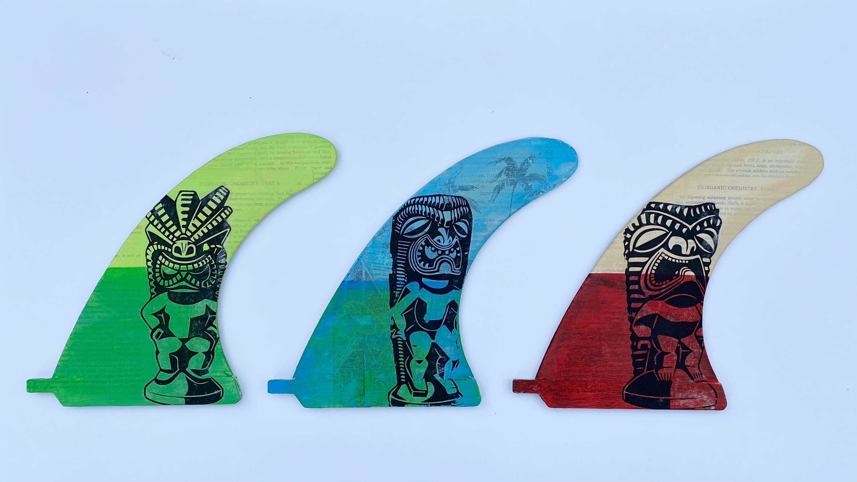 Tiki - Blue Surf Art Surfboard Fin Collage (8inch) - Etsy