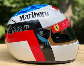 F1 Custom Painted Jean Alesi Tribute Helmet, (Formula 1, Red Bull, Verstappen, Hamilton)