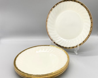 Fire King 22-K Golden Anniversary Ivory Swirl Dinner Plates