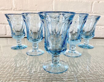 FOSTORIA JAMESTOWN BLUE 10-OUNCE FOOTED WATER GOBLET! 