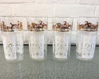 Anchor Hocking Mid Century Horse and Buggy/ American Gothic/Butter Print/ Beverage Glasses