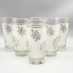 Libbey Home Trends 22 Karat Frosted Gold Leaf Outline Beverage Glasses or Tumblers