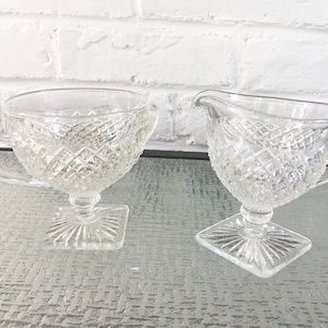 Hocking Glass Company Miss America Crystal Creamer and Sugar Set