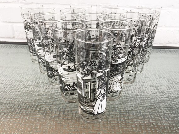 Stephen Foster Melodies Tom Collins Glasses 