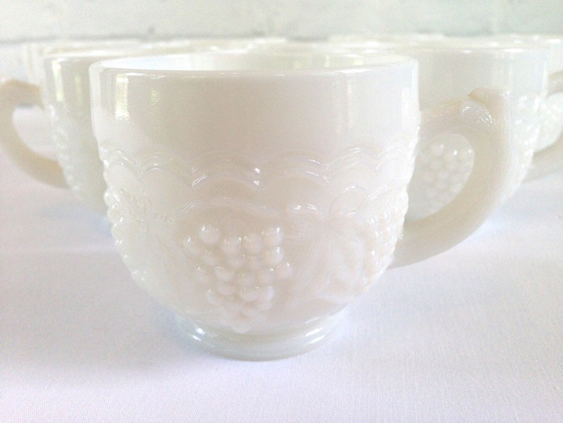 Imperial Milk Glass Cups With a Raised Grape Design Etsy