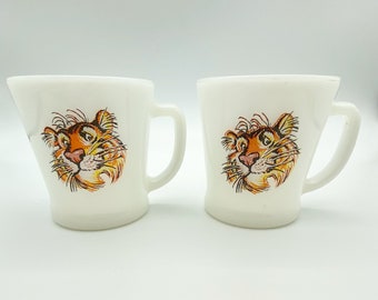 Anchor Hocking Fire King ESSO (EXXON) Tiger Coffee mugs