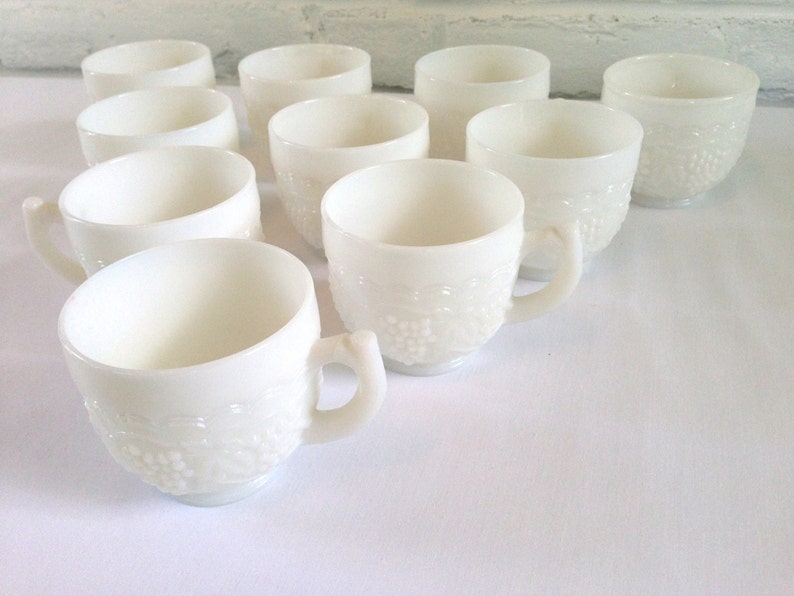 Imperial Milk Glass Cups With a Raised Grape Design Etsy