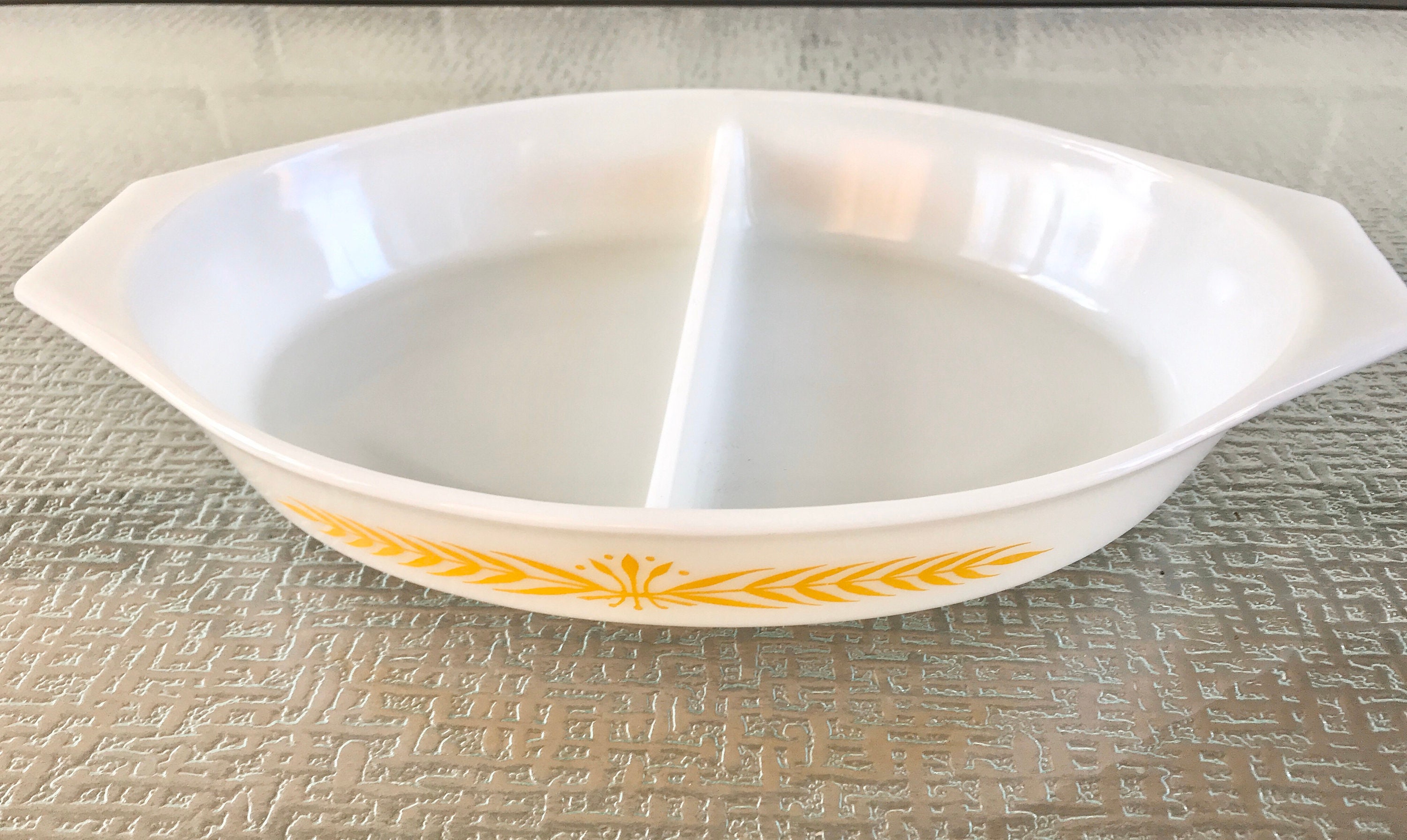 Pyrex Promotional 1960 Royal Wheat Oval Divided Dish - Etsy