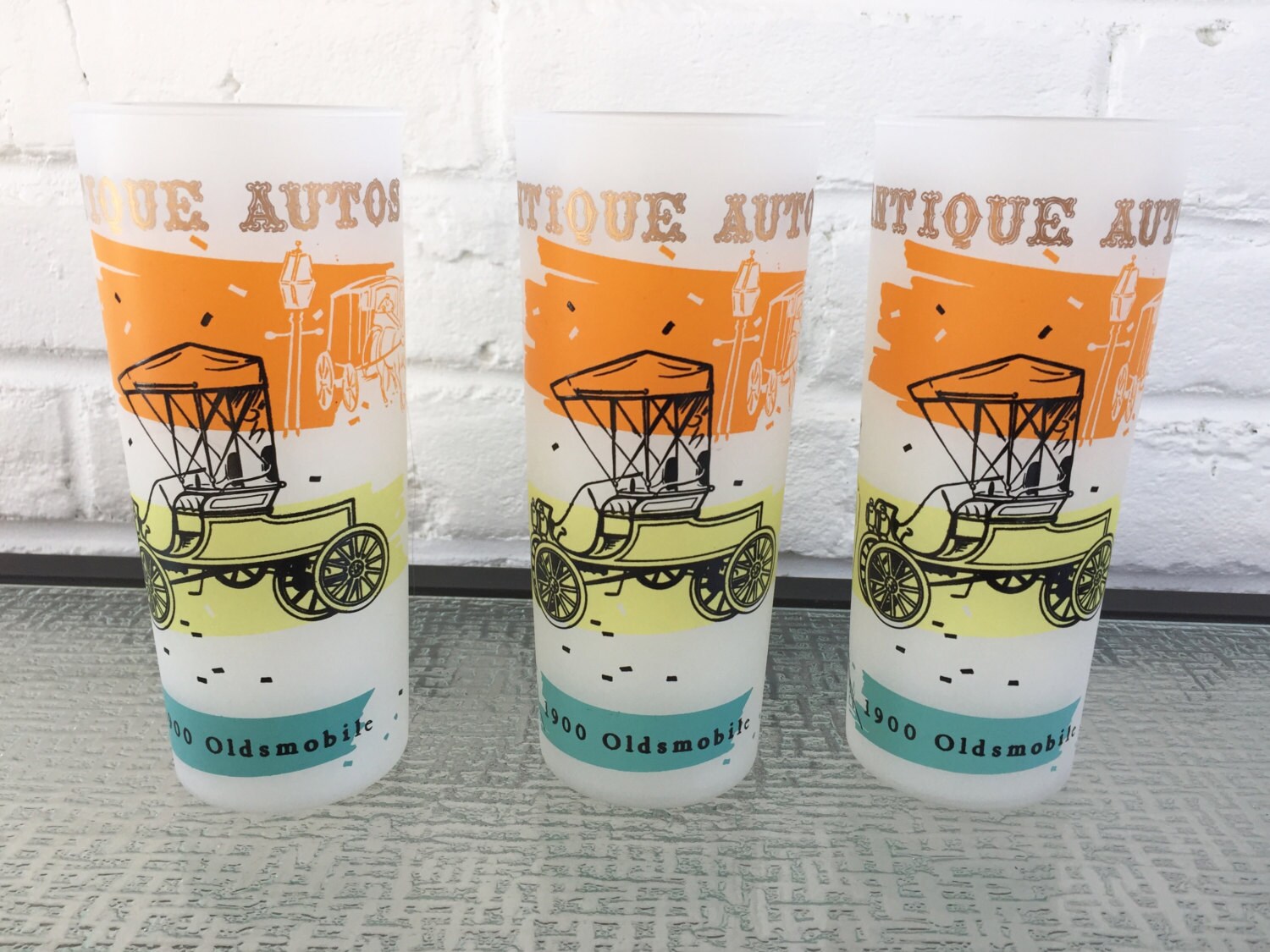 Anchor Hocking Frosted Antique Auto Tumblers - Etsy