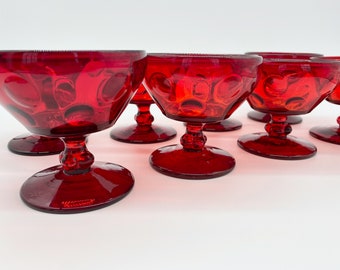 Paden City Popeye and Olive Ruby Bubble Polka Dot Sherbets or Dessert Glasses