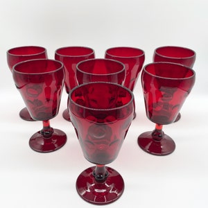 Paden City Popeye and Olive Ruby Bubble Polka Dot Water or Wine Goblets