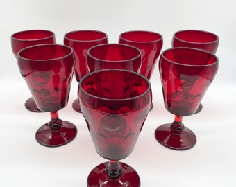 Paden City Popeye and Olive Ruby Bubble Polka Dot Water or Wine Goblets