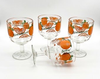 Fun Vintage Screwdriver Cocktail Glasses or Goblets