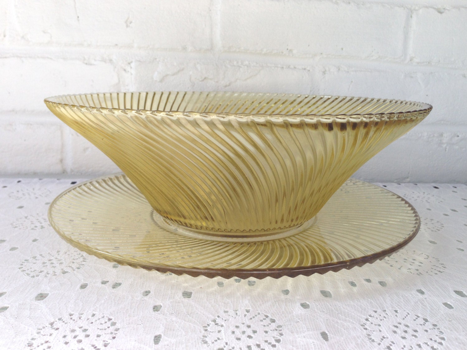 Federal Glass Company Diana Pattern Bowl and Platter - Etsy
