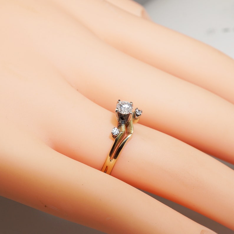 Ring Size 5.75 Diamond Ring 13 Carat Diamond 14K Double White Yellow Solid Gold Ring