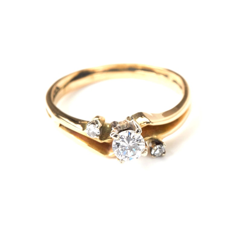 Ring Size 5.75 Diamond Ring 13 Carat Diamond 14K Double White Yellow Solid Gold Ring