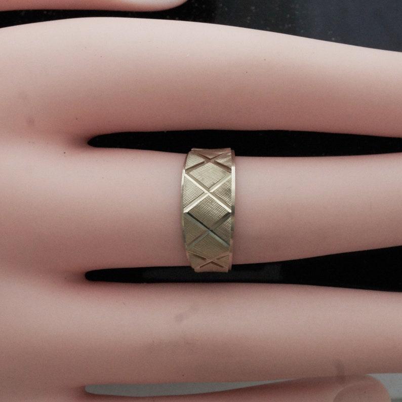 Gold X Band Ring Wedding Band Solid Solid 14K Gold Wedding Ring Gold Band Ring Anniversary Ring Size 6 Gift for Her