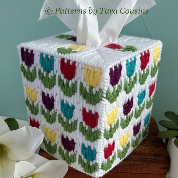 Spring Tulips Plastic Canvas Tissue Box Pattern