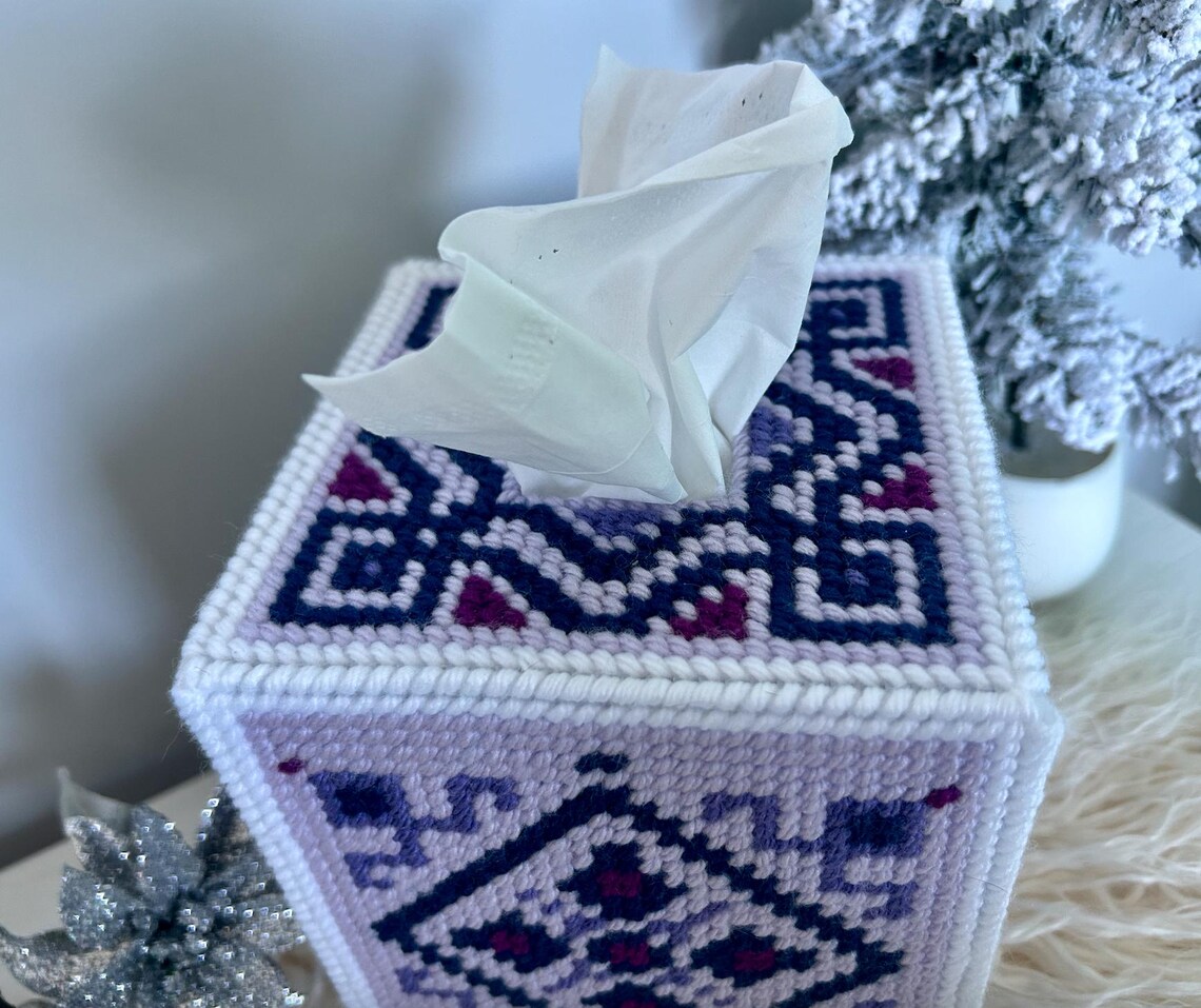 Plastic Canvas Tissue Box Pattern - Purple Patterns - Etsy