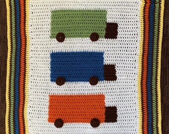 Trucks, Trucks, Trucks! - PDF Crochet Baby Blanket Pattern