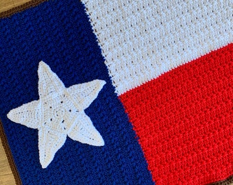 Manta de bebé de ganchillo con bandera de Texas