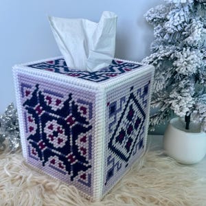 Plastic Canvas Tissue Box Pattern - Purple Patterns