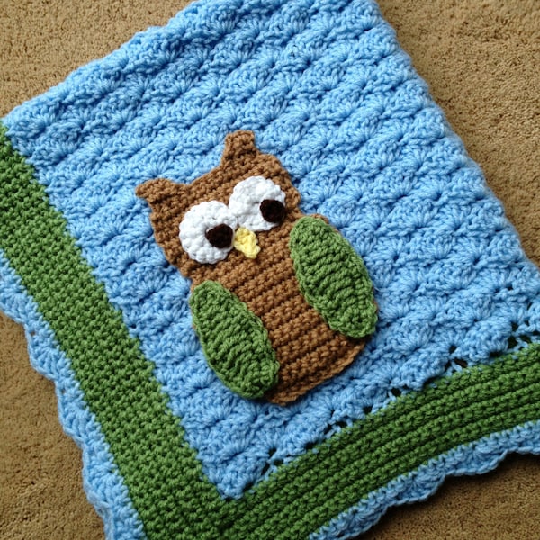 Little Hoot the Owl Crochet Baby Blanket Pattern