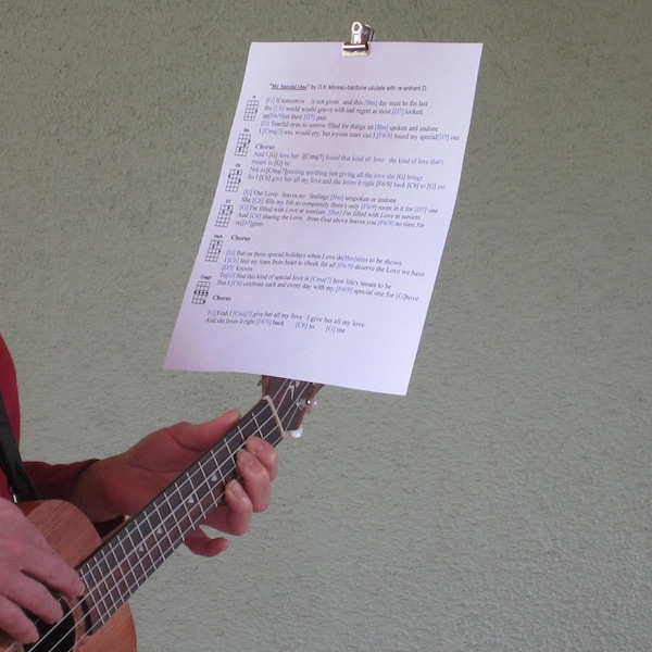 Portable Music Stand-TheMusicClamp-Ukulele, Guitar, holds Sheet Music, Recipes, Instructions, Convenient Positioning!