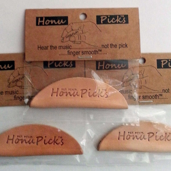 BEST SELLING, Best Sounding and Ergonomic Leather Ukulele Pick by HonuPicks-Ukulele Pick (3-Pack) -