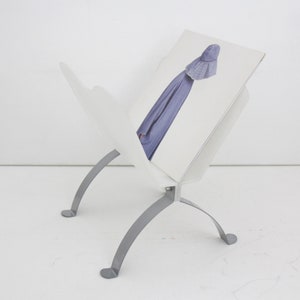 Vintage IKEA PS White Plastic Magazine Rack With Aluminium Legs Designed By Per-Ivar Ledang, 1995