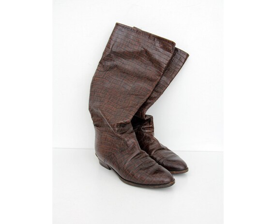 Vintage Boots // Brown leather knee high boots