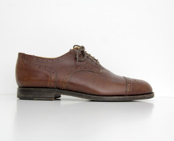 Vintage Men's Shoes // Handmacher Brown Leather C… - image 4