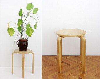 Vintage Ikea Alvar Aalto & Artek Style Sperrholzhocker // Frosta Hocker Birkenholz