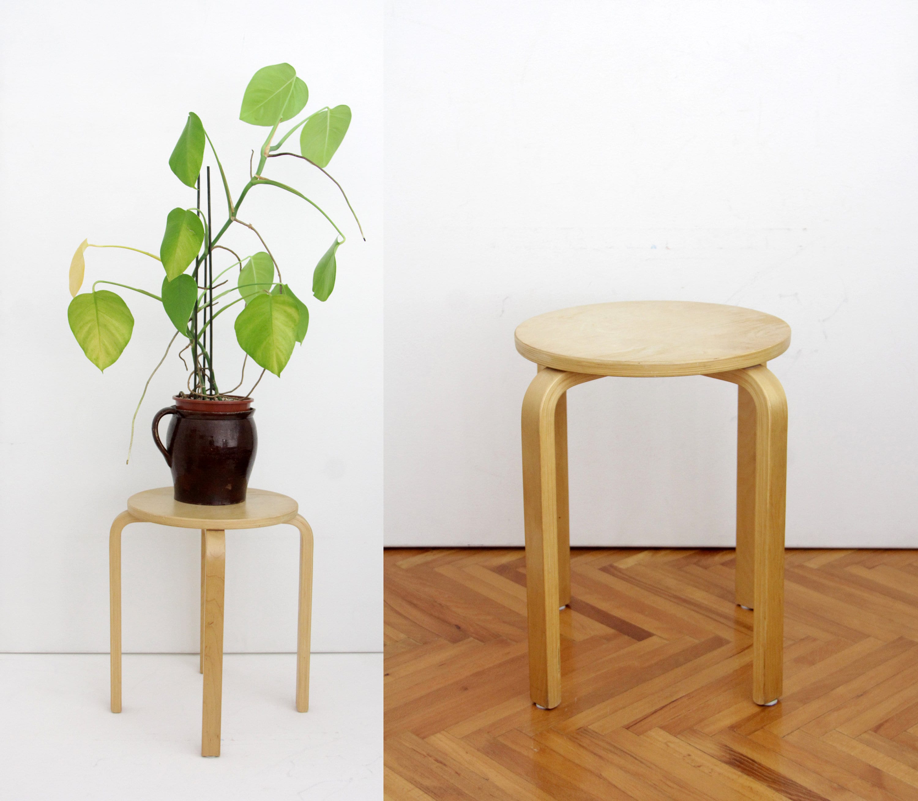 Vintage Ikea Alvar Aalto & Artek Style Plywood Stool // Frosta